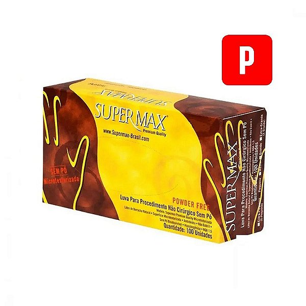 Luva de Látex P Hipoalergênica Sem Pó 100 unidades Supermax