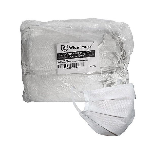 Máscara Dupla Descartável com Elástico com 100 unidades Wide Protect