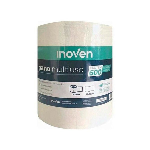 Pano Multiuso 28cm x 300m Branco Inoven