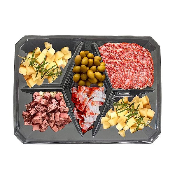 BANDEJA PENTAPARTIDA P/PETISCO 5DIV C/TAMPA CRISTAL  PW-315 TWH C/90