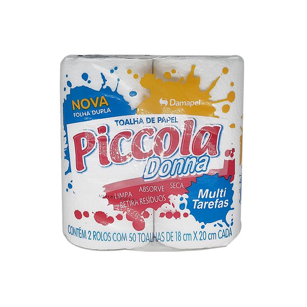 Papel Toalha Folha Dupla 2 Unidades de 50 Folhas Piccola Donna