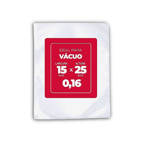 Saco Plástico para Vácuo 15cm x 25cm x 0,16 com 1000 unidades