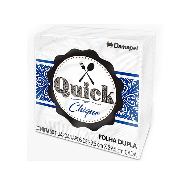 Guardanapo Folha Dupla Quick 29,5 x 29,5cm Com 50 Folhas - Damapel