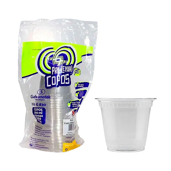 Copo Cristal Sem Tampa 300ML C/50 Galvanotek G830