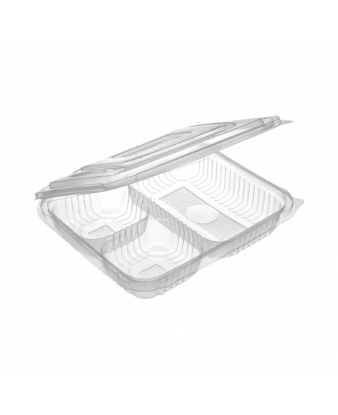 Embalagem de Plástico Bandeja 3 Divisiórias G323 Cristal 810mL com 100 unidades Galvanotek