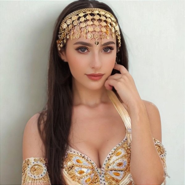 Tiara Dourada com Moedas | Dança do ventre | Cigana- TR001