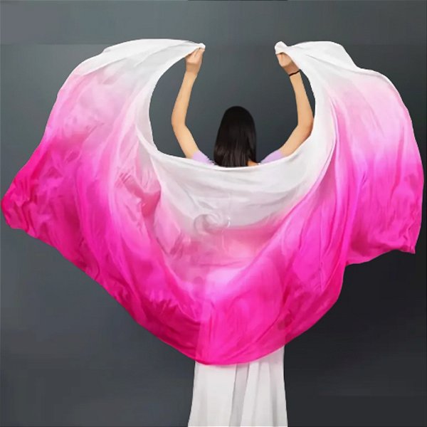 Véu de Seda Pura Pongé Rosa e Pink |Dança do Ventre| Cigana- VS004