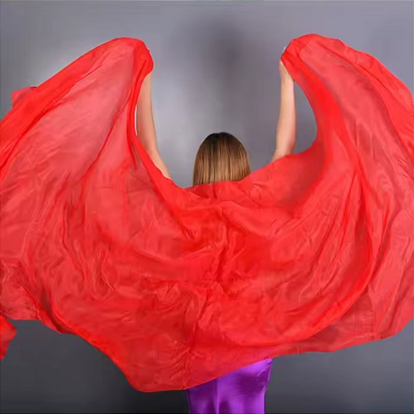 Véu de Seda Pura Pongé Vermelho |Dança do Ventre| Cigana- VS013
