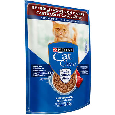 Ração Umida Sache Cat Chow Gatos Catrados Carne 85g