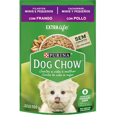 Raçao Umida Sache Dog Chow Caes Filhotes Mini E Pequeno Frango 100g
