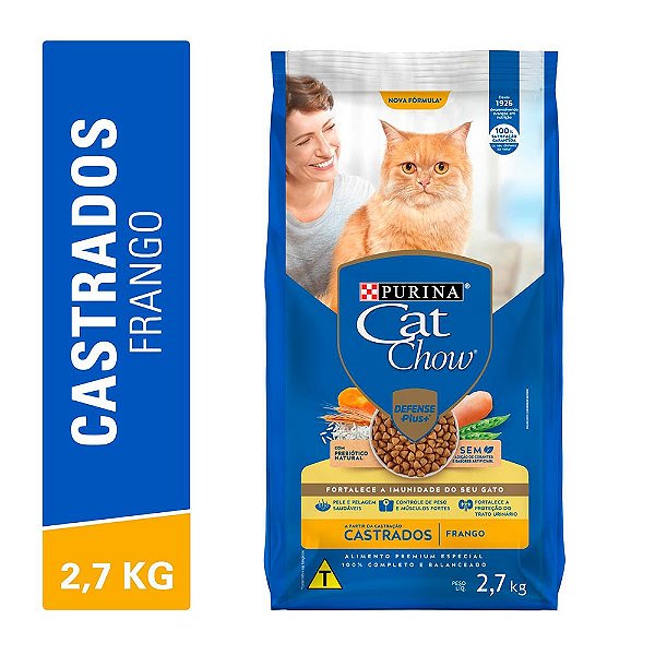 Ração Cat Chow Gatos Castrados Frango 2,7kg