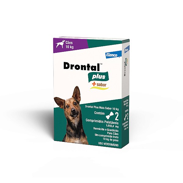 Vermifugo Drontal Para Cães Sabor Carne 10 Kg Com 2 Comprimidos