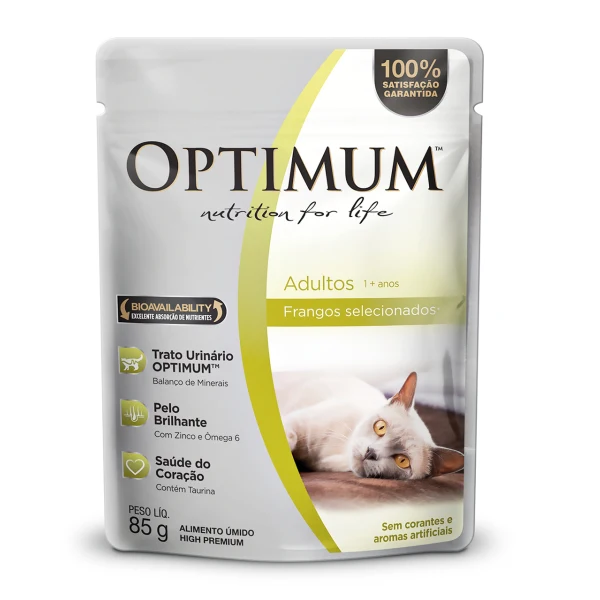 Raçao Umida Sachê Optimum Gatos Adulto Frango 85g