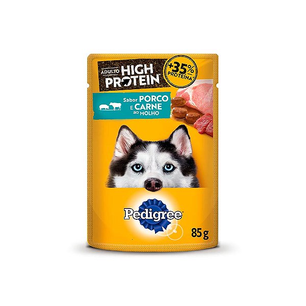 Raçao Umida Sache Pedigree High Protein Porco E Carne Ao Molho 85g