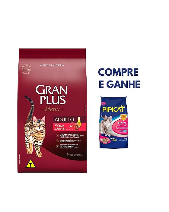 Raçao Granplus Gatos Adultos Carne E Arroz 10 Kg