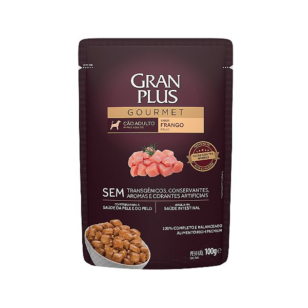Ração Úmida Sachê Granplus Gourmet Cães Adultos Frango 100g