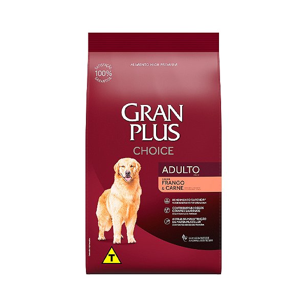 Raçao Granplus Caes Adultos Choice Frango E Carne 20kg