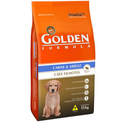 Raçao Golden Caes Filhote Porte Medio E Grande Carne E Arroz 15kg