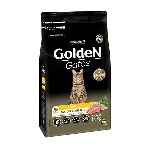 Raçao Golden Gatos Adultos Frango 1kg