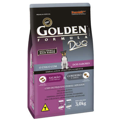 Ração Golden Cães Adultos Porte Pequeno Duii Salmao E Cordeiro 3kg