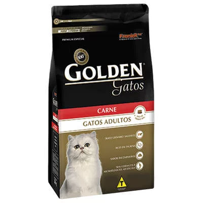 Raçao Golden Gatos Adultos Carne 10kg