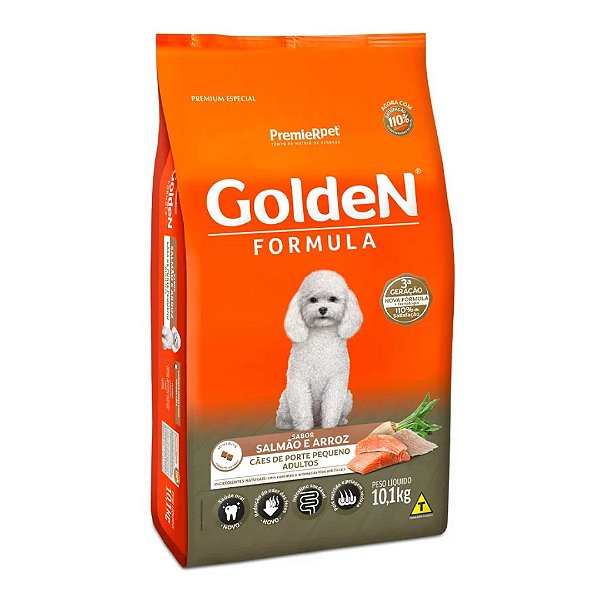 Raçao Golden Caes Adulto Porte Pequeno Salmao E Arroz 10kg