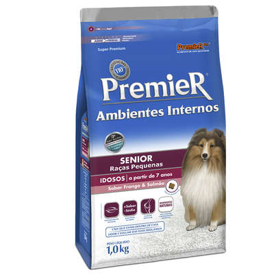 Premier Caes Adultos Porte Pequeno Senior Ambientes Frango E Salmao Internos 1 Kg