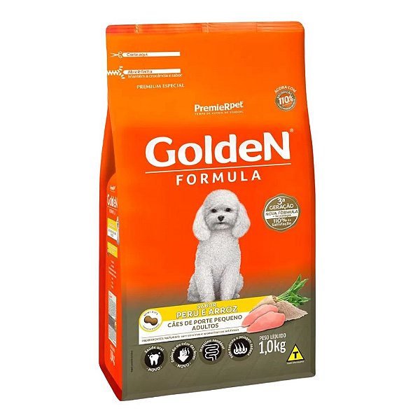 Raçao Golden Caes Adulto Porte Pequeno Peru E Arroz 1kg