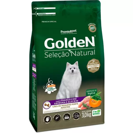 Ração Golden Seleção Natural Cães Adultos Porte Pequeno Frango,abóbora E Alecrim 3kg