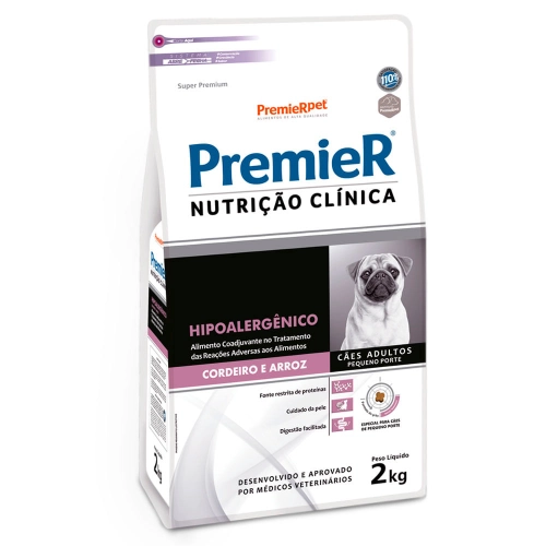 Ração Premier Pacoteira Nutrição Clínica Hipoalergênico Cães Pequeno Porte Cordeiro E Arroz 2kg