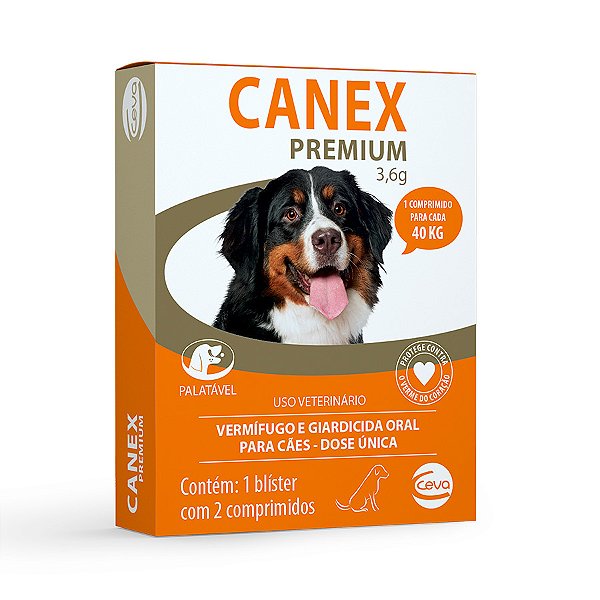Vermífugo Ceva Canex Premium 3,6g 40kg Com 2 Comprimidos