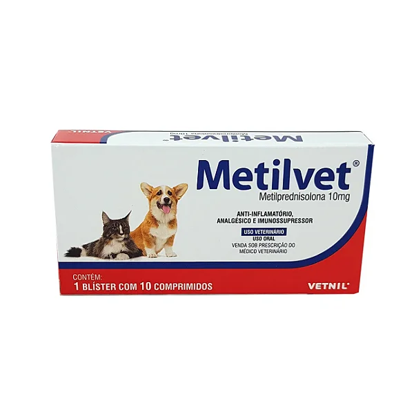 Anti-inflamatório Metilvet 10mg 10 Comprimidos Para Cães E Gatos