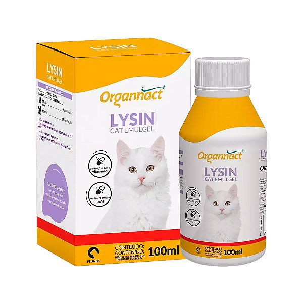 Suplemento Organnact Lysin Cat Emulgel Gatos 100 Ml