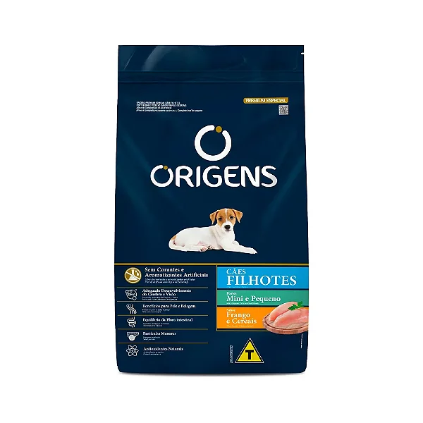 Raçao Origens Cães Filhotes Porte Mini E Pequeno Frango E Cereais 10kg