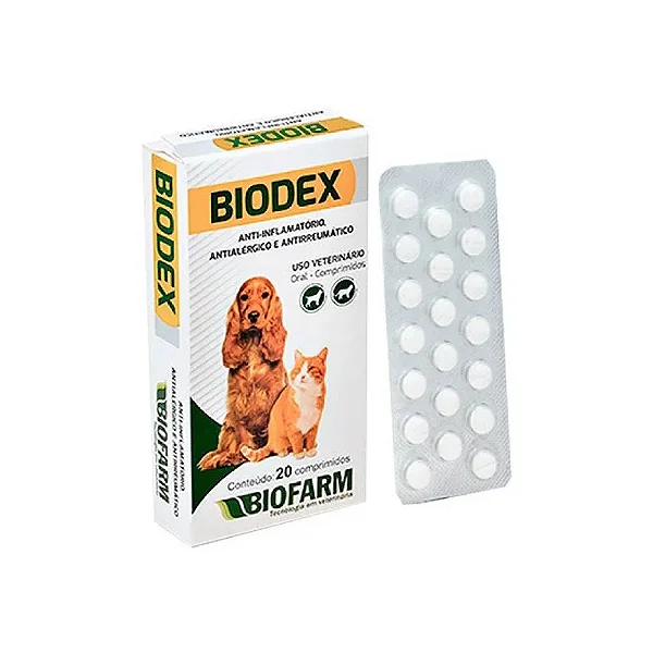 Anti-inflamatório Biodex Biofarm Para Cães E Gatos 20 Comprimidos