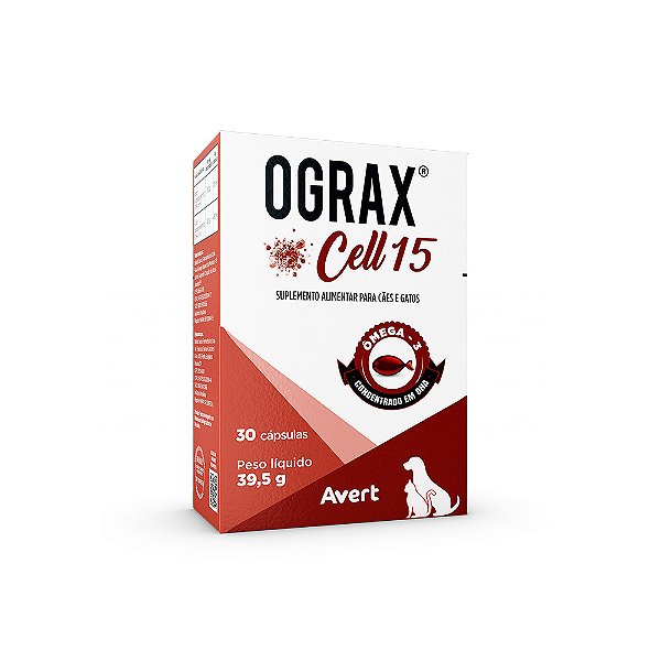 Suplemento Avert Ograx Cell 15 Para Cães E Gatos De Até 15kg - 30 Capsulas