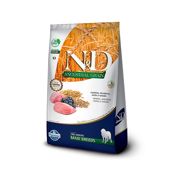 Ração Farmina N&amp;d Ancestral Grain Cães Adultos Raças Grandes Cordeiro E Blueberry 10kg