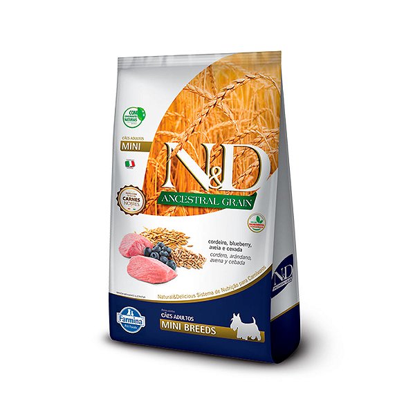 Ração Farmina Ned Ancestral Cães Adultos Raças Mini Grain Cordeiro E Blueberry 800g