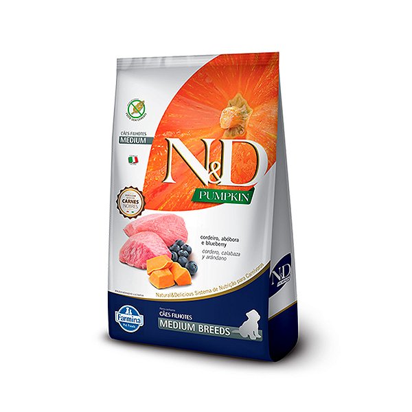 Ração Farmina Ned Pumpkin Cães Filhotes Raças Média Cordeiro, Abóbora E Blueberry 2,5kg