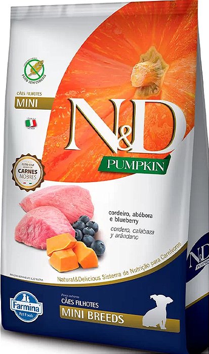 Ração N&amp;d Pumpkin Cães Filhotes Raças Pequenas Cordeiro 800g