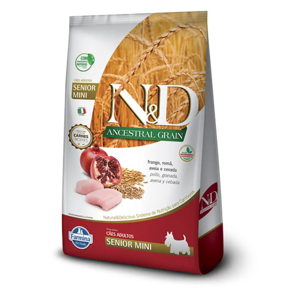 Ração N&D Ancestral Grain Cães Senior Mini Frango 800 g