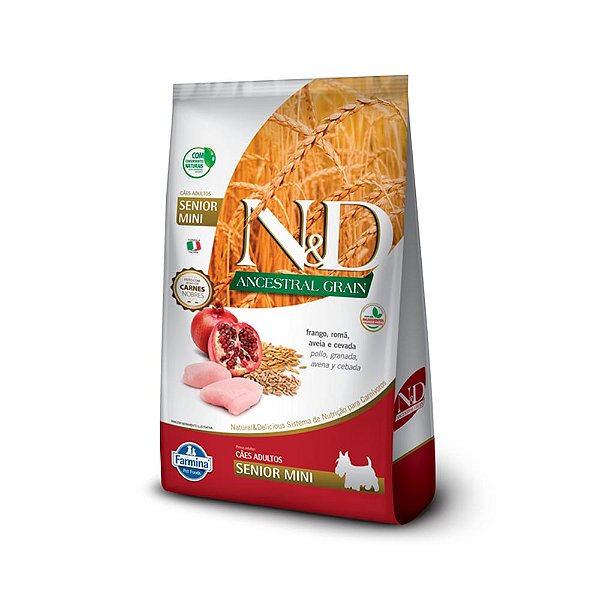 Ração Farmina Ned Ancestral Grain Cães Sênior Porte Mini Frango E Romã 2,5kg