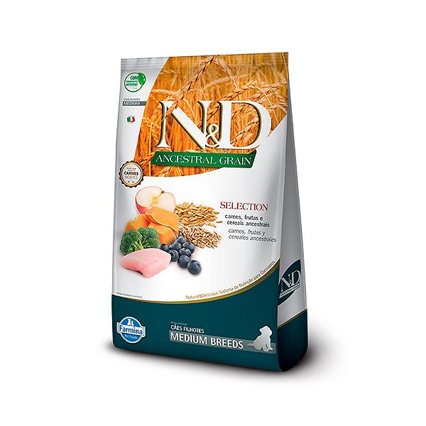 Ração Farmina N&amp;d Ancestral Selection Cães Filhotes Raças Medias Carne 15kg