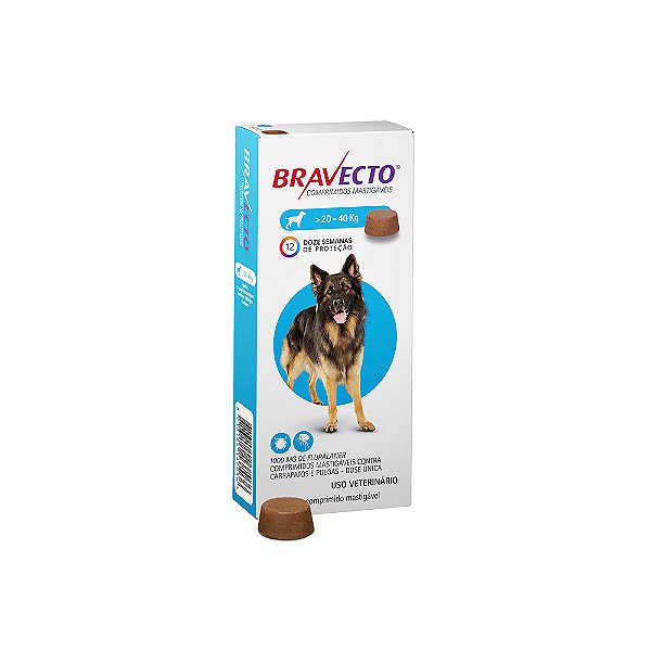 Antipulgas E Carrapatos Bravecto Msd Para Cães De 20 A 40 Kg
