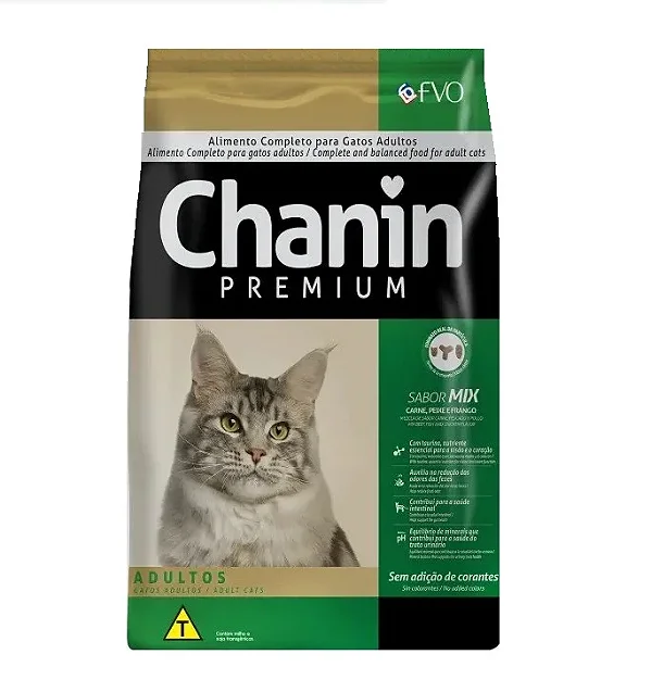 Raçao Chanin Gatos Adulto Mix Sem Corantes 25kg