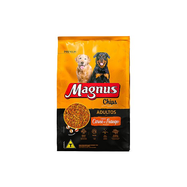 Raçao Magnus Caes Adulto Porte Medio E Grande Chips 15kg
