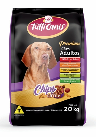 Ração Tutticanis Premium Cães Adulto Chips Carne 20kg