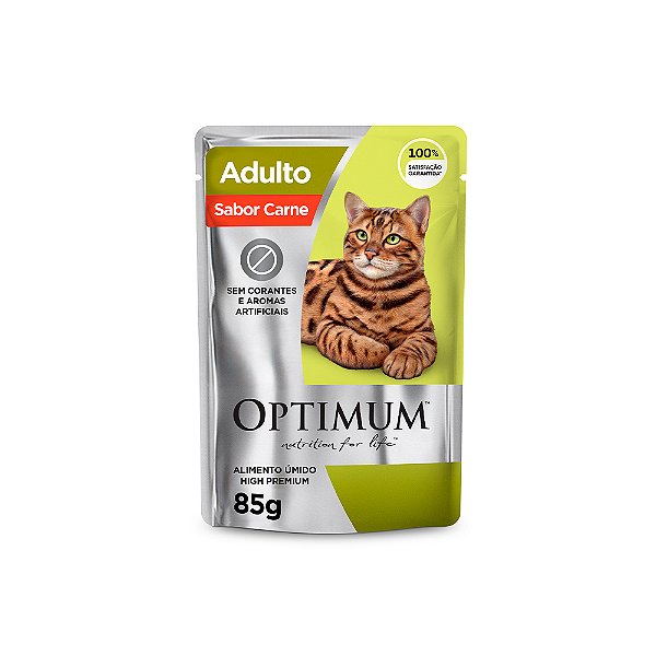 Raçao Umida Sache Optimum Gato Adulto Carne 85g