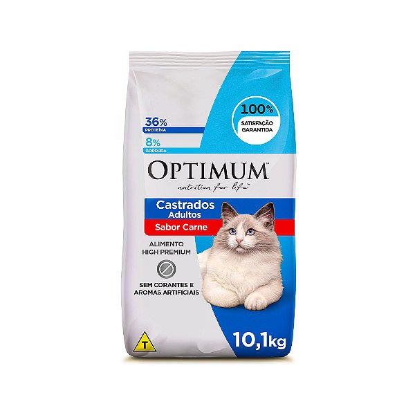 Raçao Optimum Gato Castrado Carne 10kg