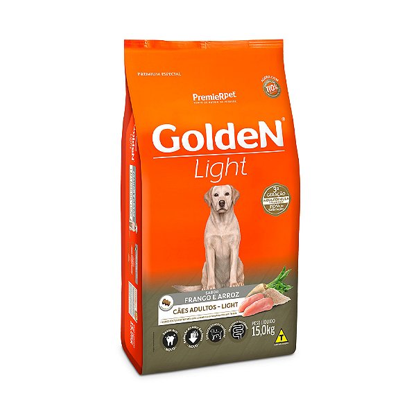 Raçao Golden Caes Adultos Light Porte Medio E Grande 15 Kg